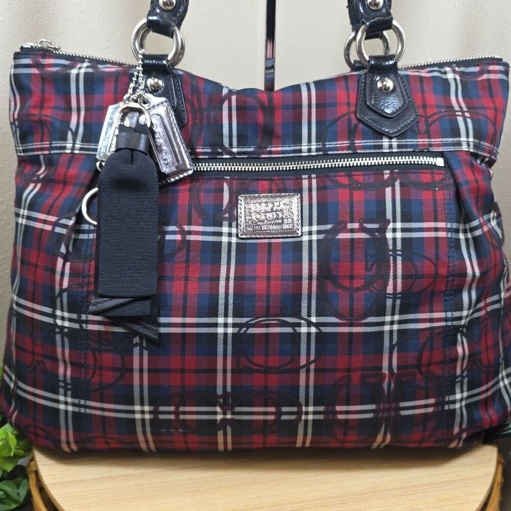 Coach Poppy Signature Tartan Glam Tote - Picture 2 of 16
